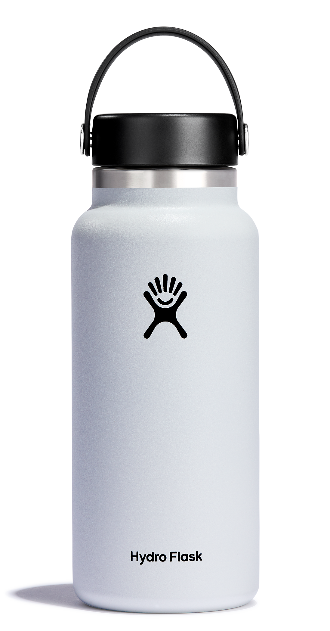 Hydro Flask Wide Mouth Insulated Water Bottle with Flex Cap in light color, ideal for keeping drinks hot or cold.